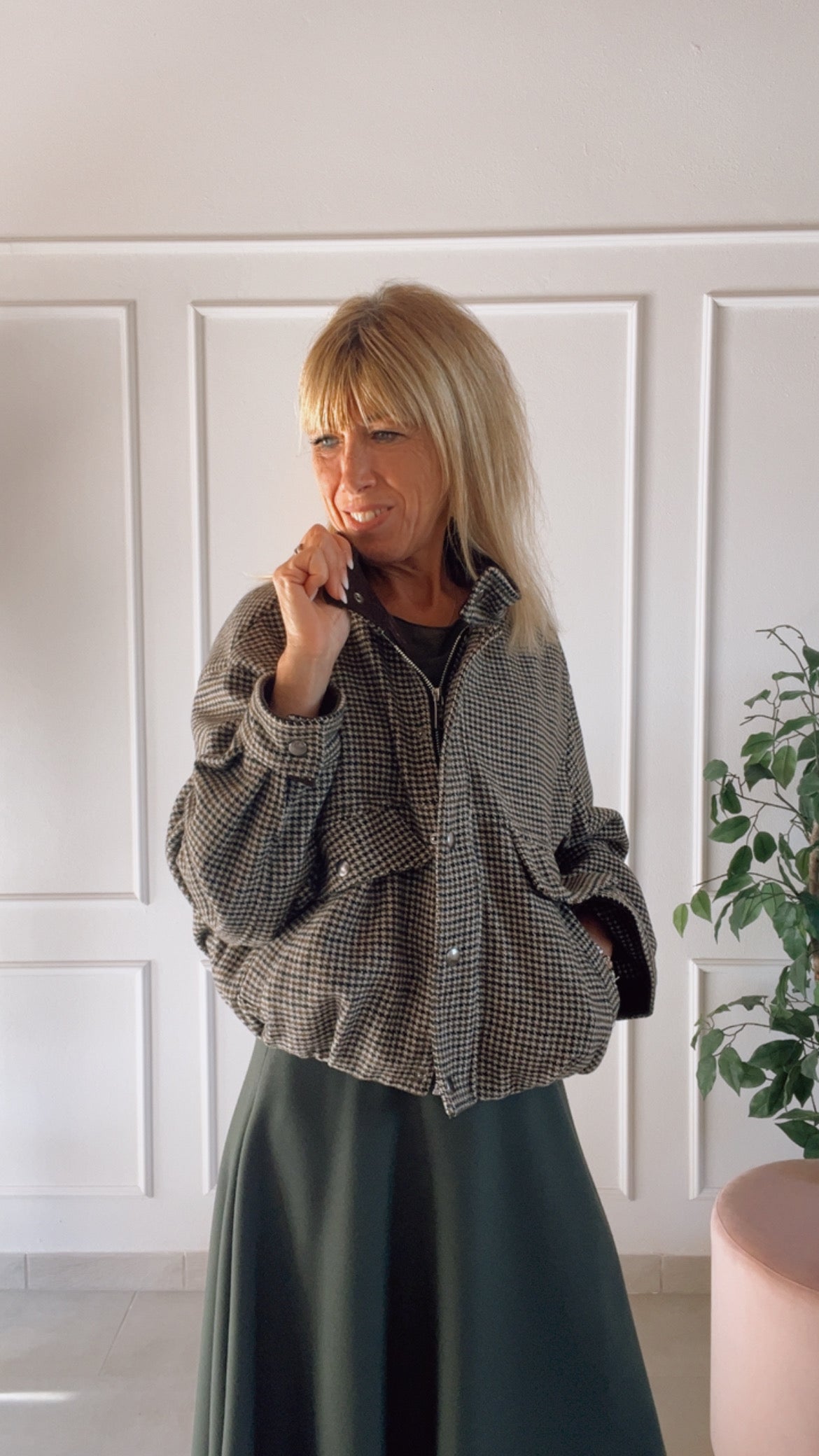 Giacca London – Giacca corta pied-de-poule donna