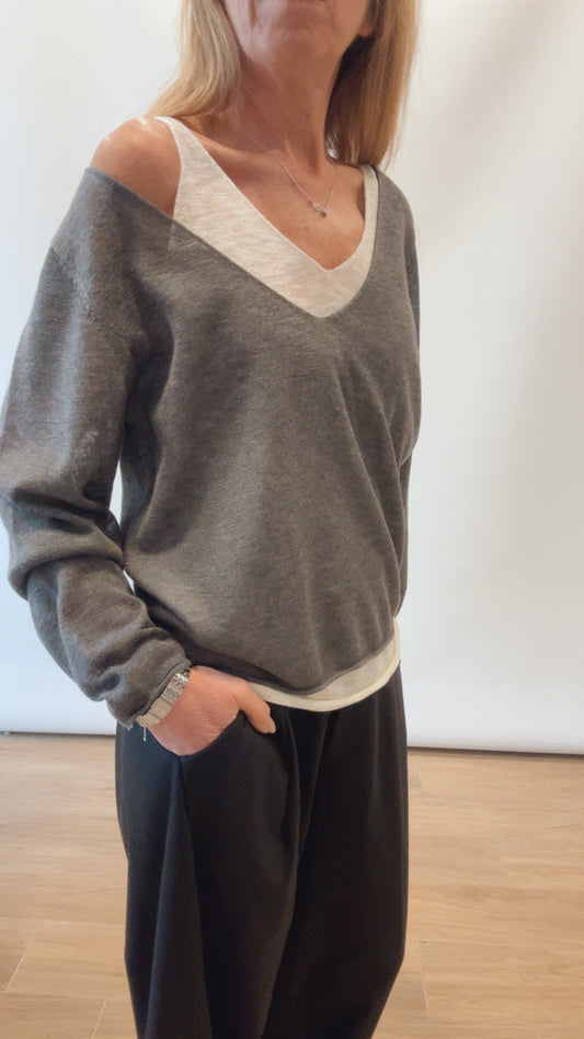 Maglia doppio scollo a V
