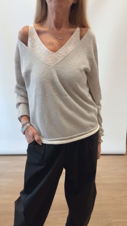 Maglia doppio scollo a V