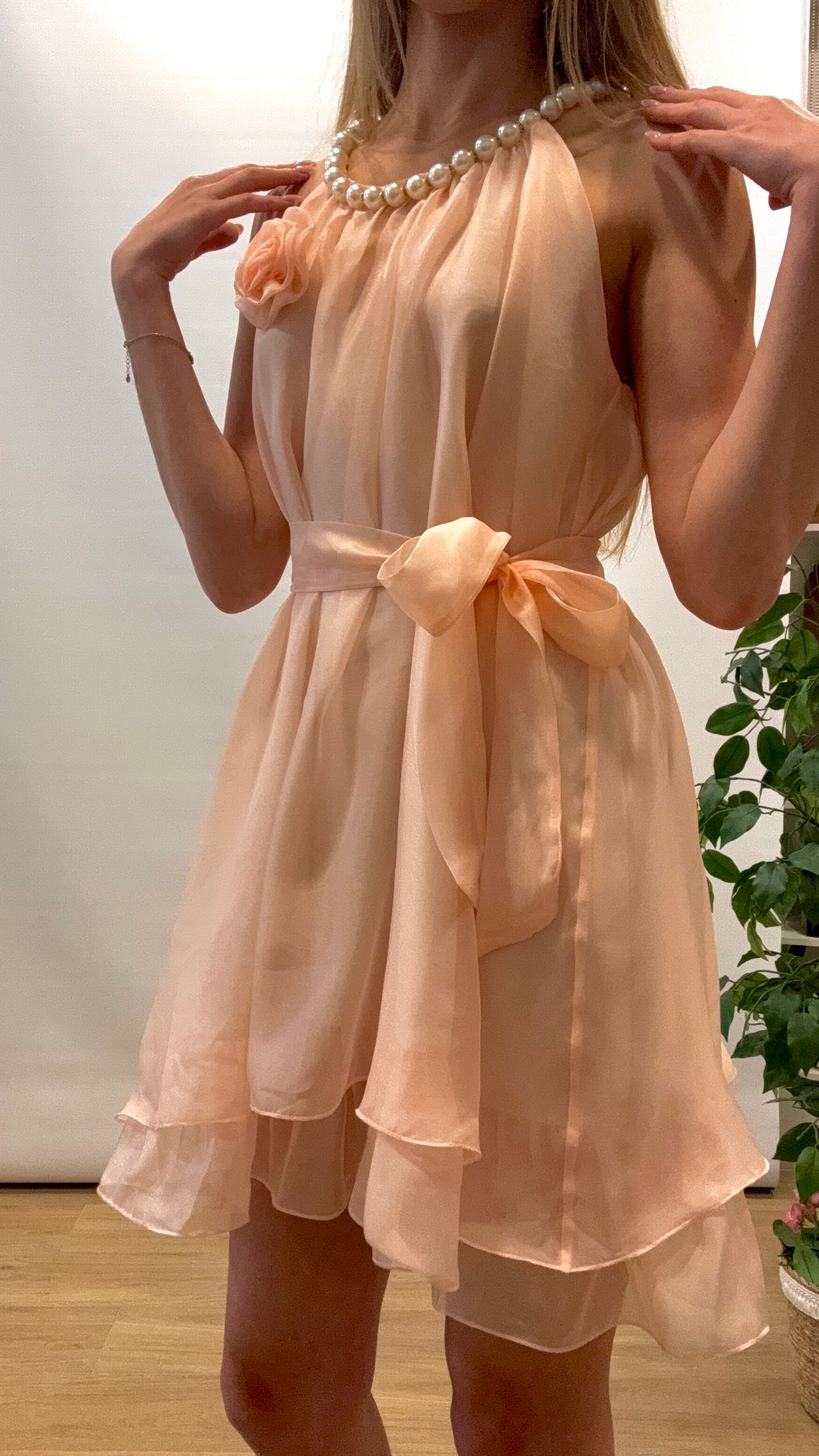 Vestito chiffon perle