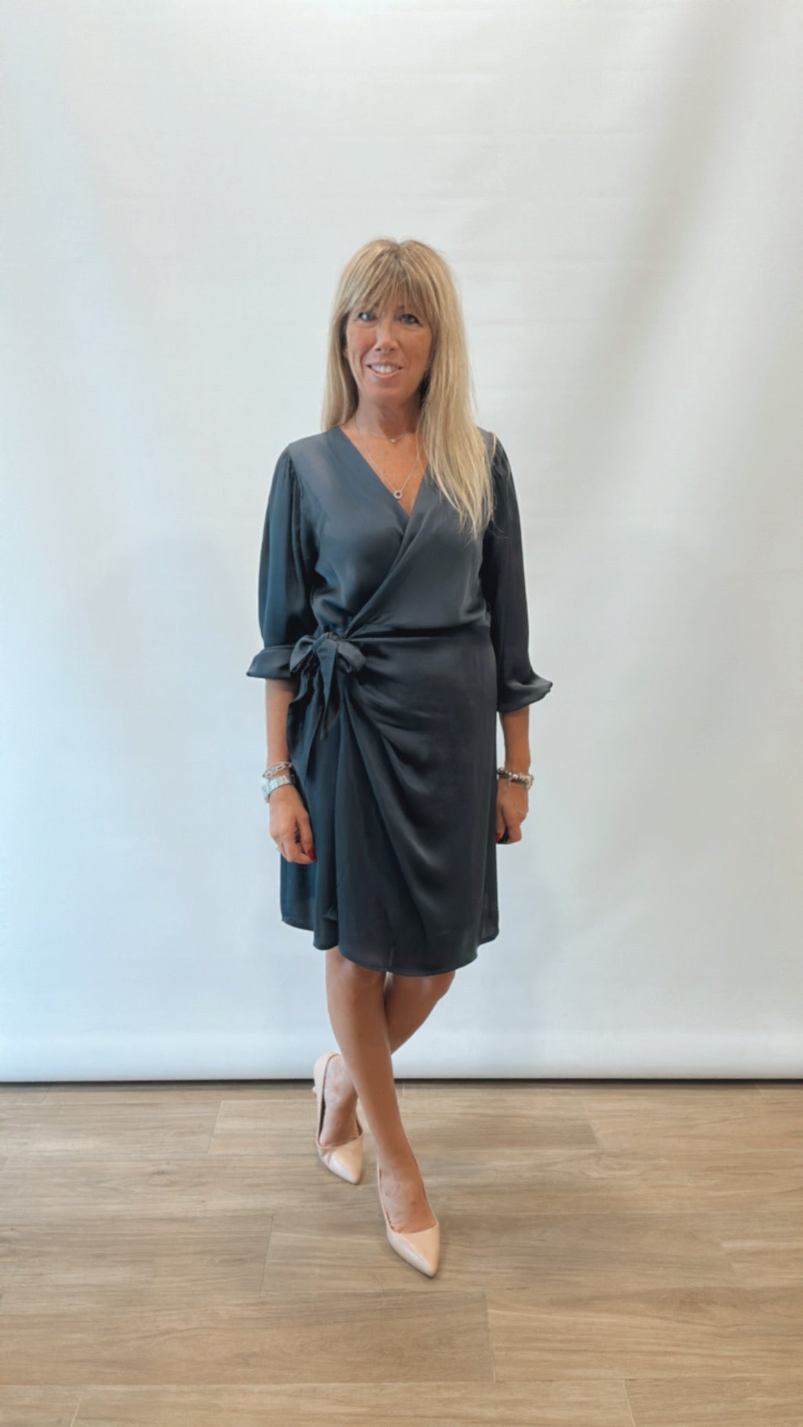 Abito Donna Portafoglio con Allacciatura Fianco - Manica 3/4 Viscosa