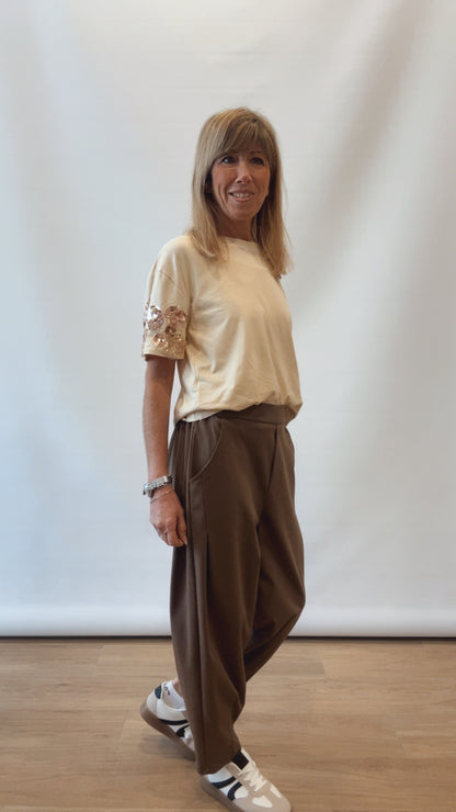 Maglia manica corta paillettes