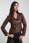 Chiodo Donna Corto Ecopelle con Zip - Rock Chic Nero