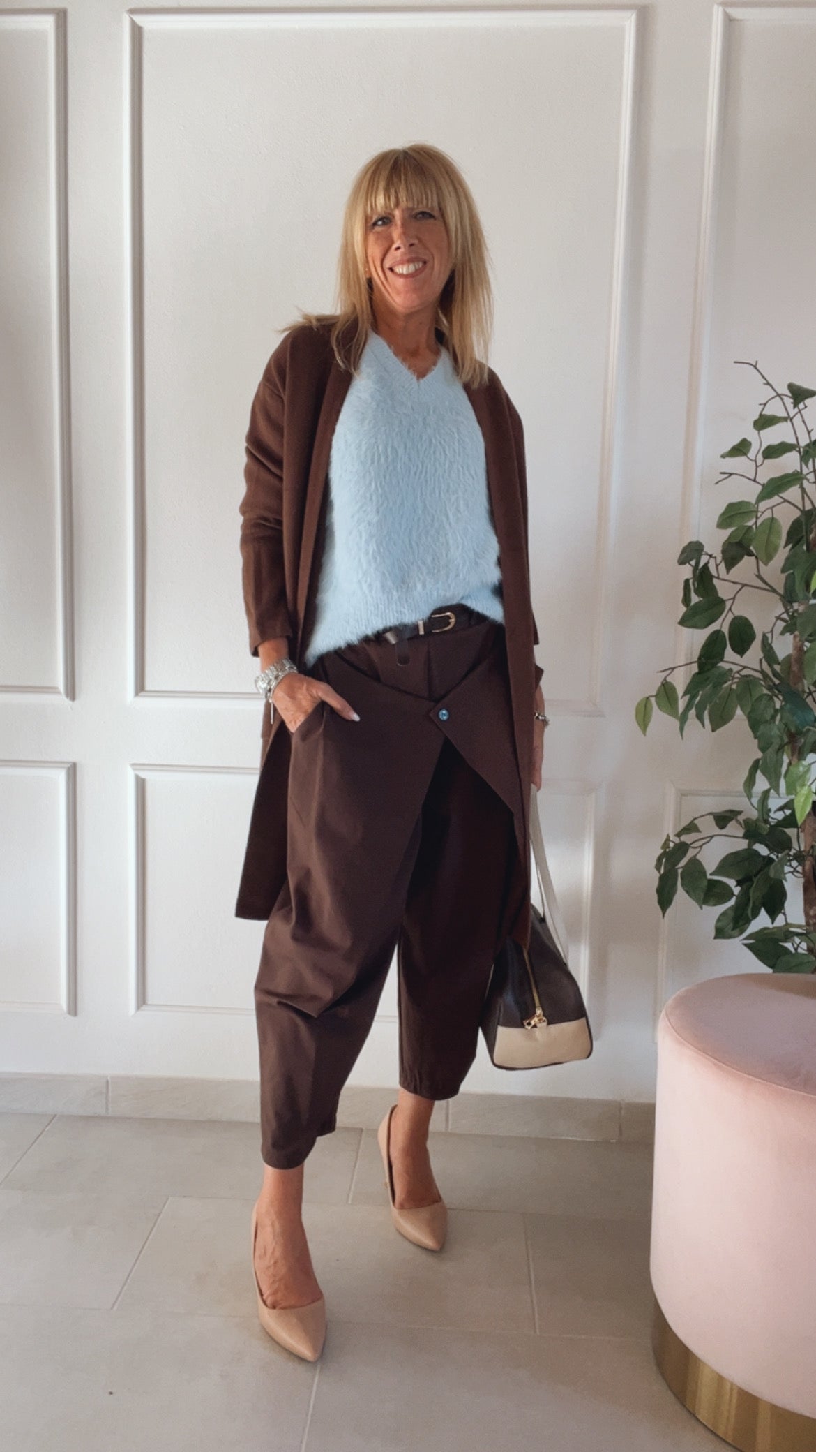 Cardigan Copenaghen- marrone e panna