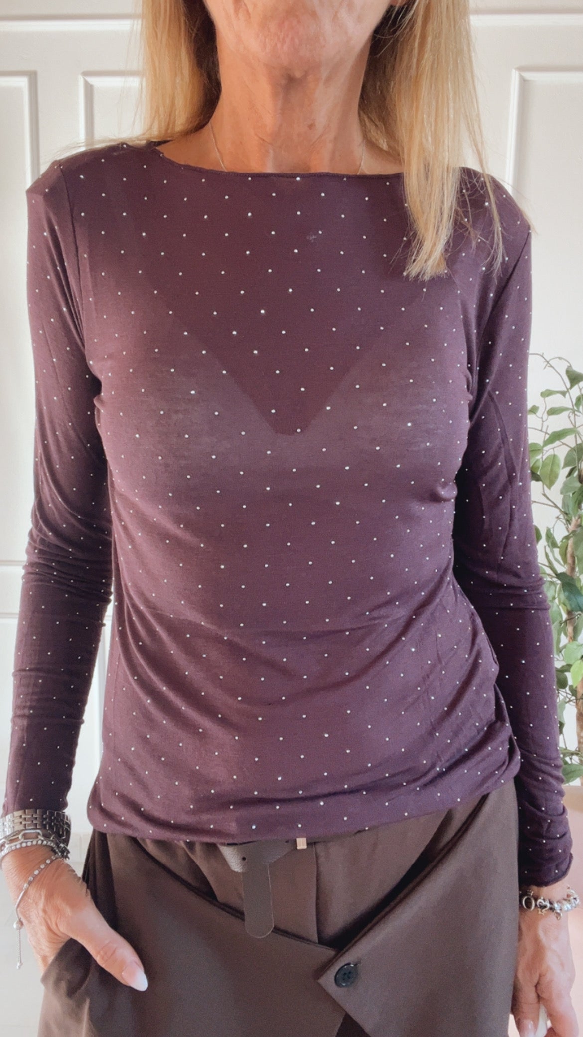 Maglia cashmere con micro borchie