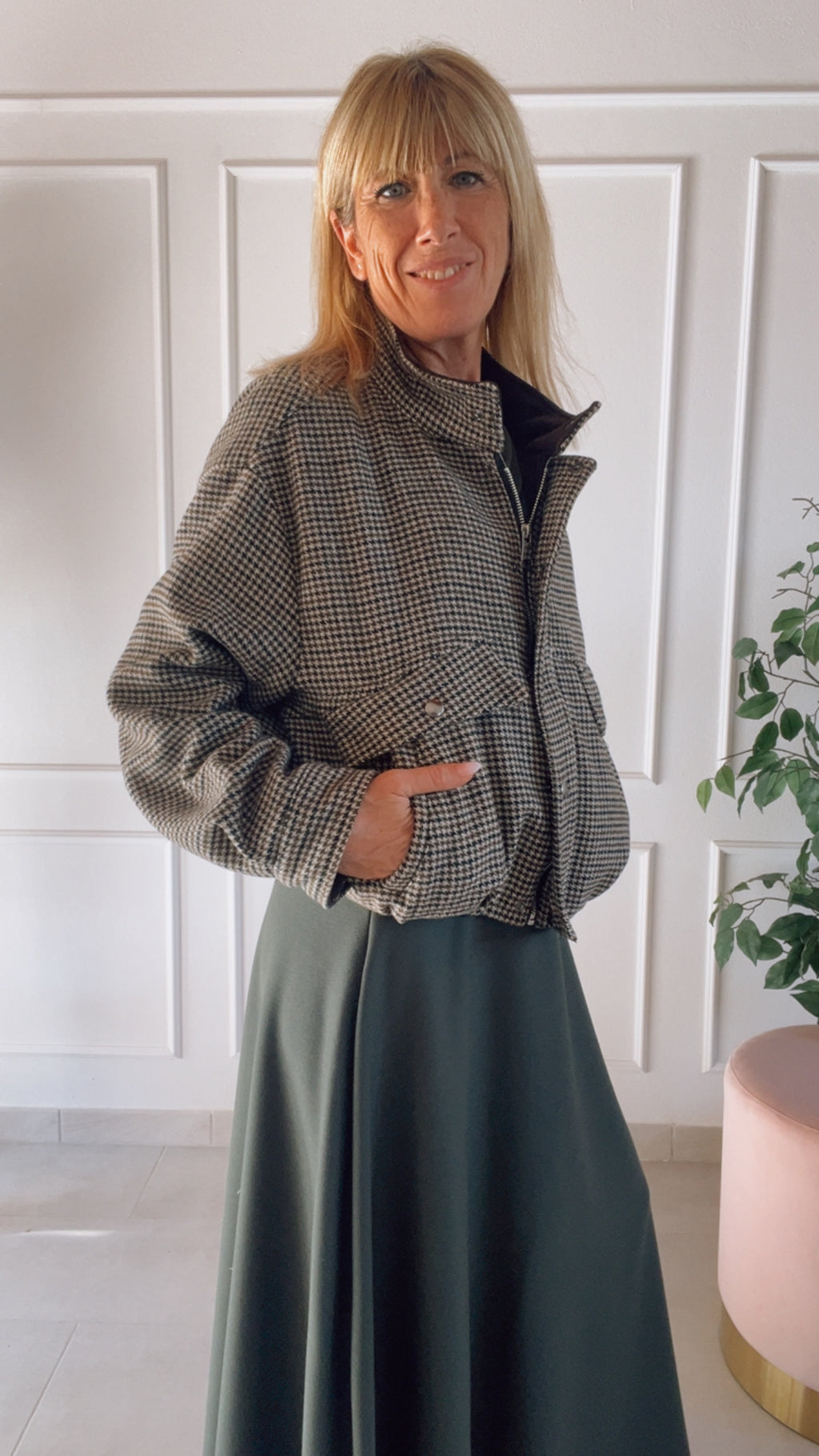 Giacca London – Giacca corta pied-de-poule donna