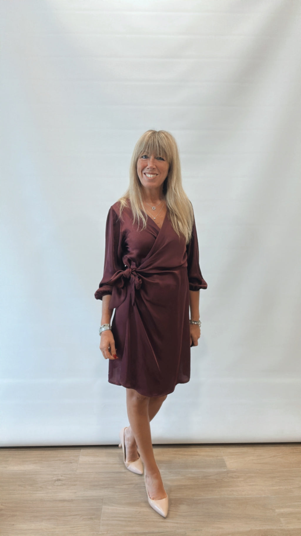 Abito Donna Portafoglio con Allacciatura Fianco - Manica 3/4 Viscosa