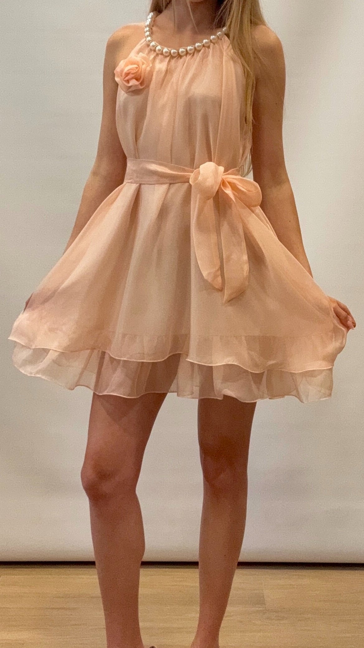 Vestito chiffon perle