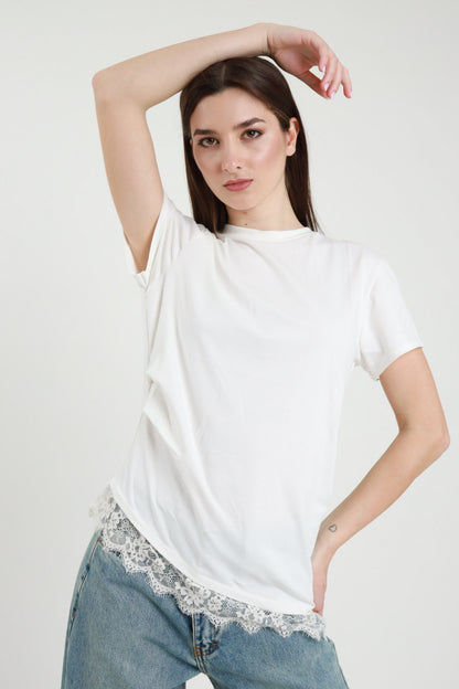 T-SHIRT CON RIPRESA + PIZZO