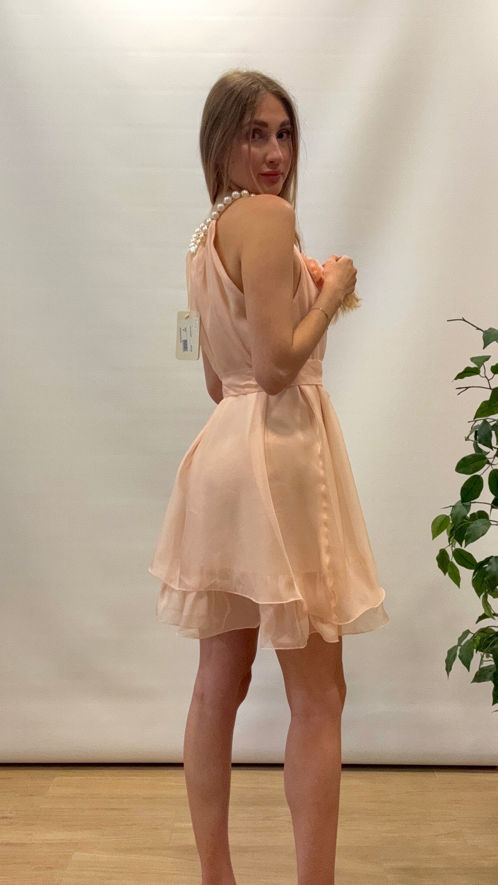 Vestito chiffon perle
