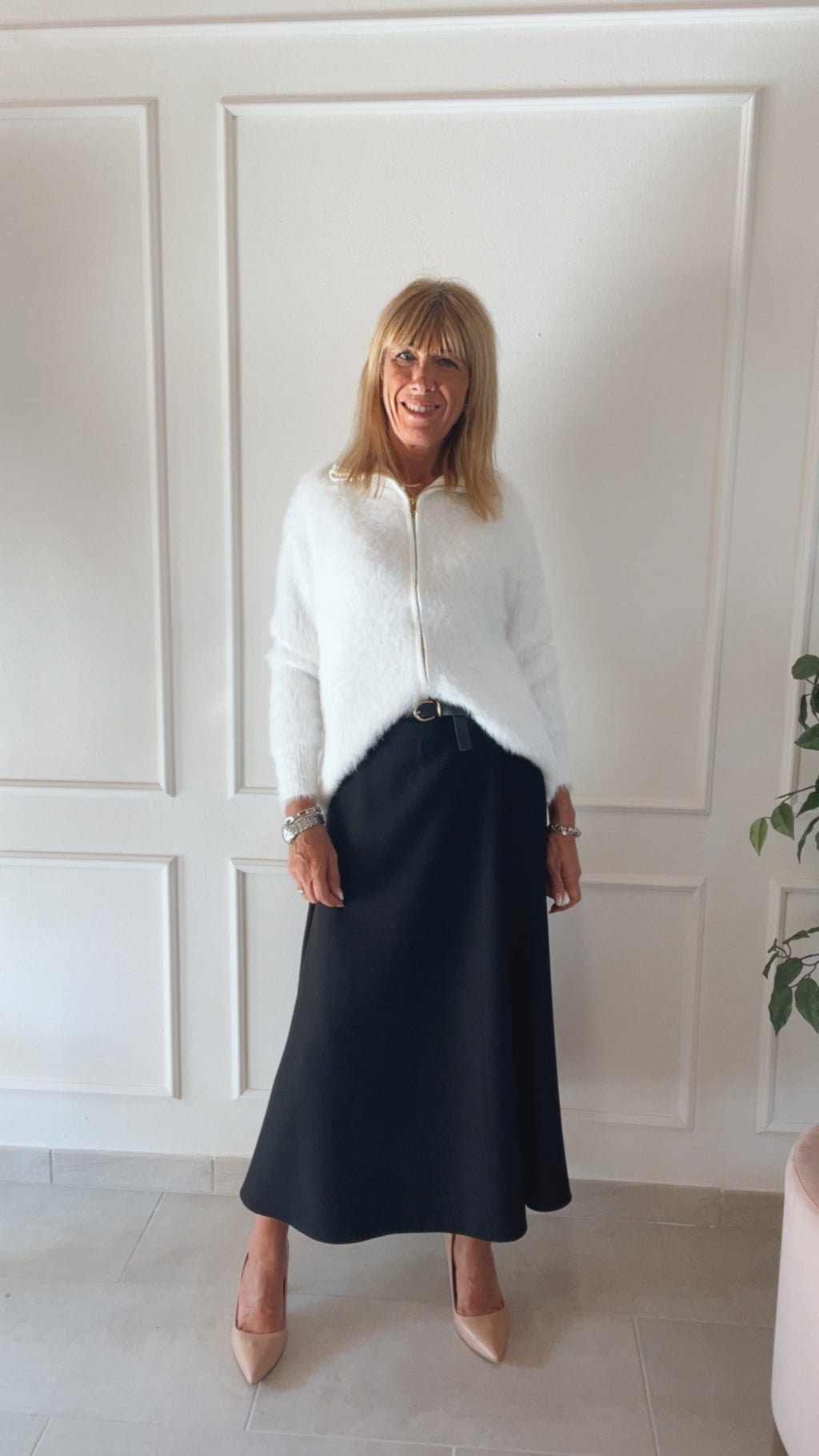 CARDIGAN ALASKA – BIANCO CON ZIP DOPPIO CURSORE