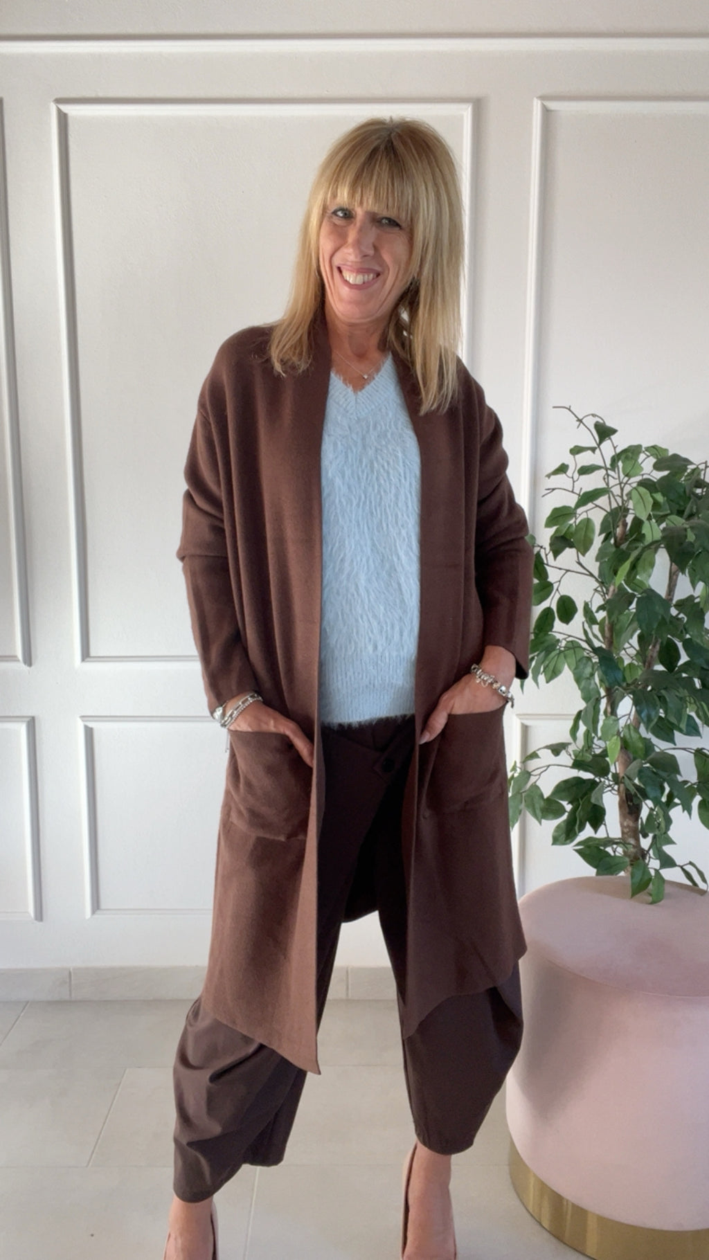 Cardigan Copenaghen- marrone e panna