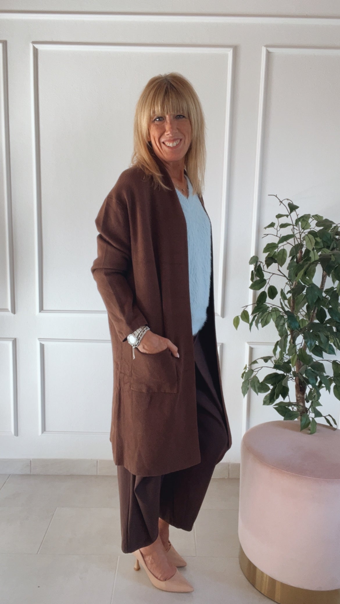 Cardigan Copenaghen- marrone e panna