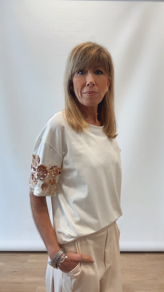 Maglia manica corta paillettes