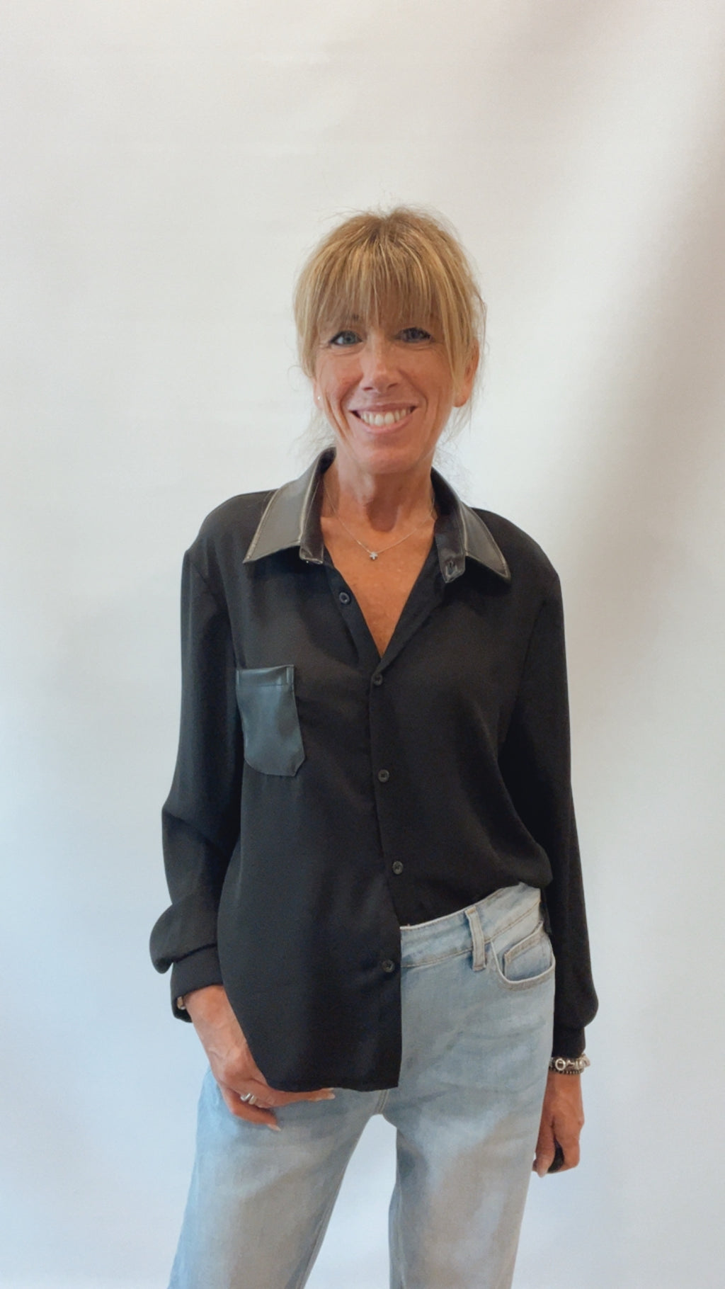 Camicia Donna eco pelle elegante