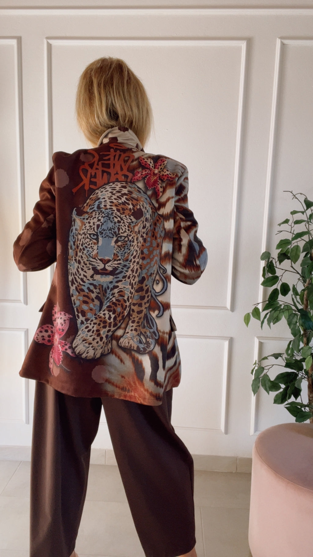 Giacca Nairobi oversize stampa animalier