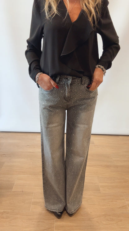 Jeans grigio borchie