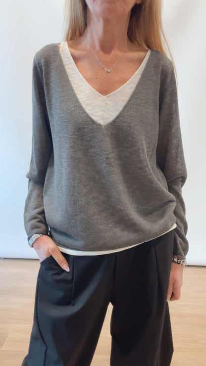 Maglia doppio scollo a V