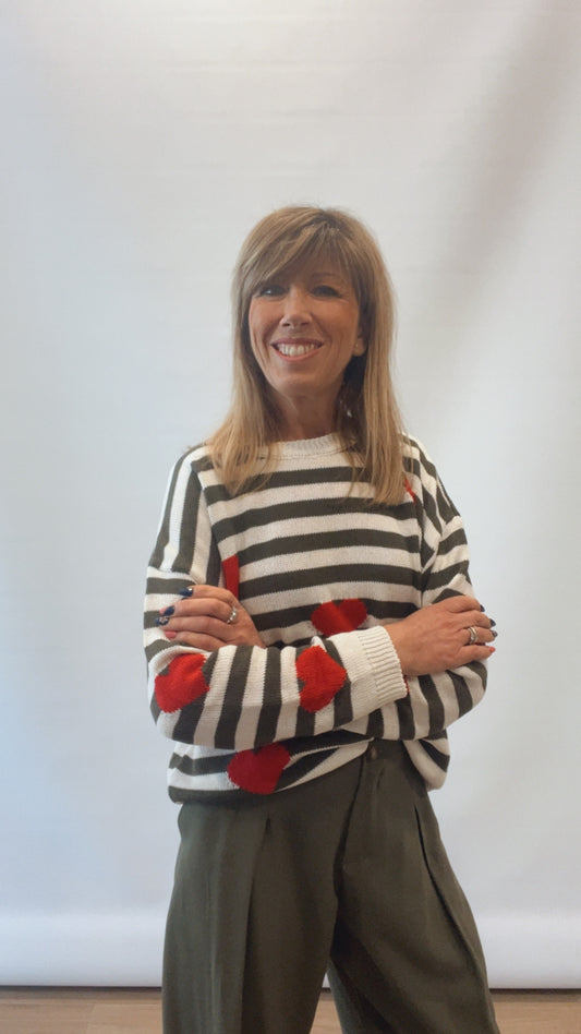 Maglia righe e cuori