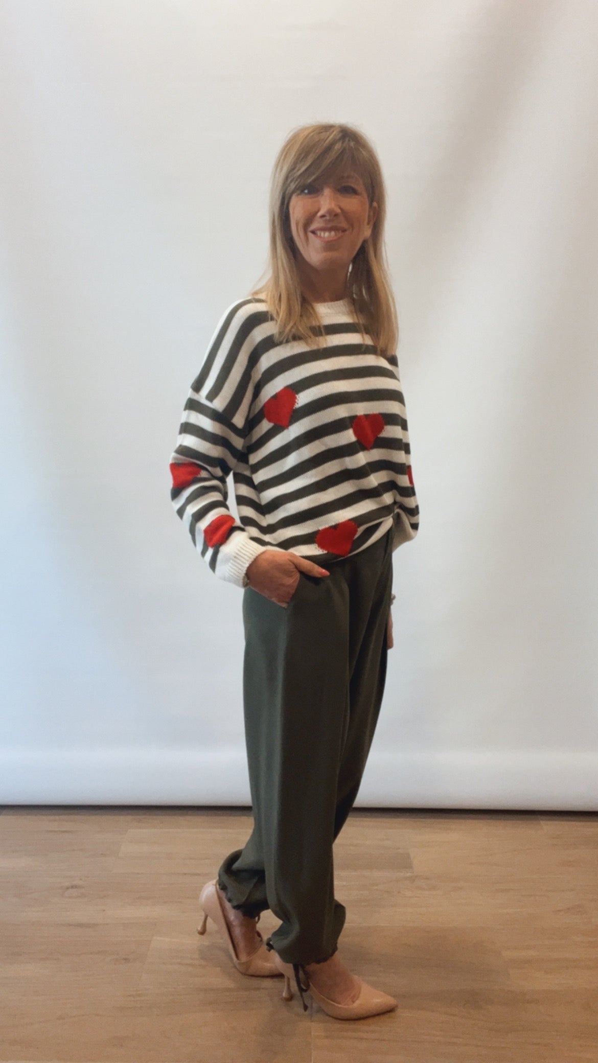 Maglia cuori a righe